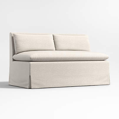 Belmar 54" Ivory Slipcovered Dining Banquette Bench
