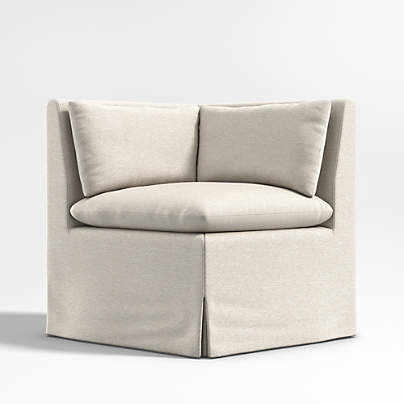 Belmar Ivory Slipcovered Corner Banquette Chair