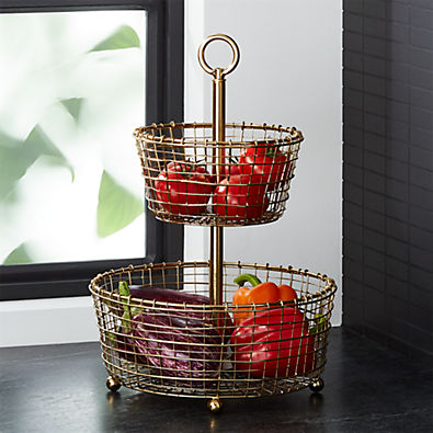 View Bendt Gold 2-Tier Wire Fruit Basket details
