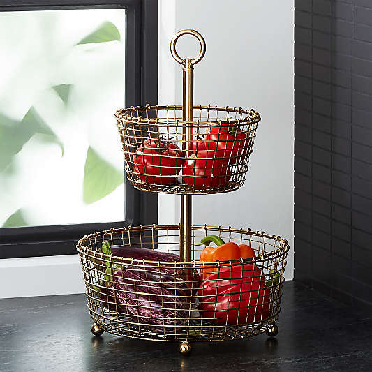 Bendt Gold 2-Tier Wire Fruit Basket