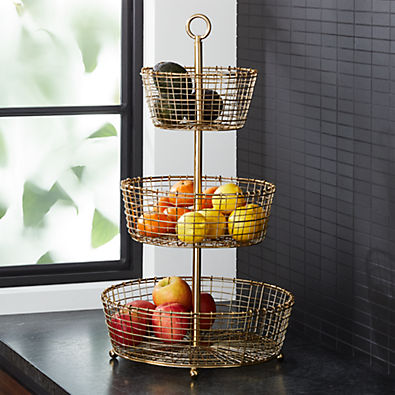 View Bendt Gold 3-Tier Wire Fruit Basket details