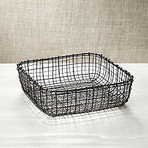 Cora Black Fruit Basket with Banana Hanger | Crate & Barrel