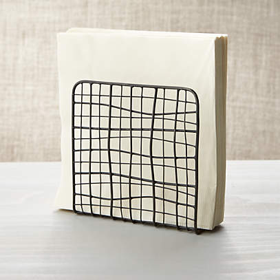 Ambiente Knotted Wire Napkin Holder Black Traditional Paper Napkins Metal Tray