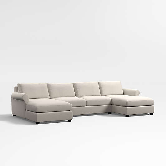 Benicia 3-Piece Double Chaise Roll-Arm Sectional Sofa