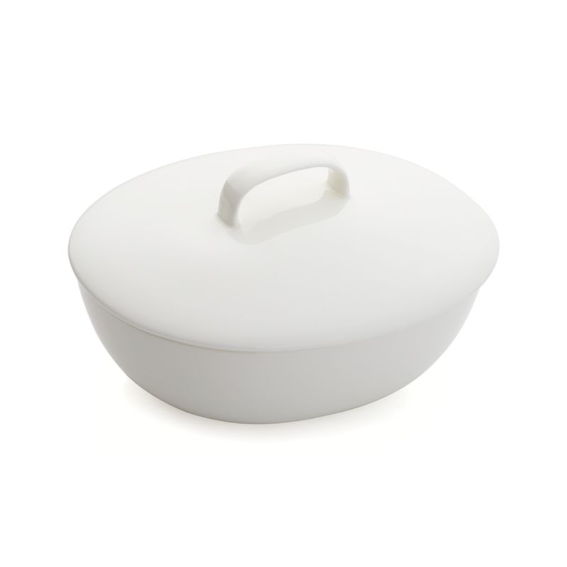 Bennett Oval Serving Bowl with Lid + Reviews | Crate & Barrel