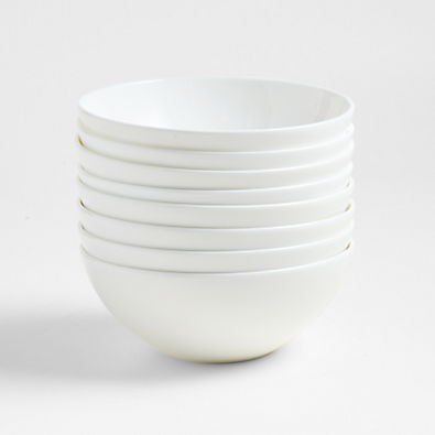 View Bennett White Bone China Cereal Bowls, Set of 8 details