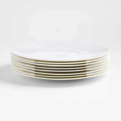 Bennett White Bone China Dinner Plates, Set of 8