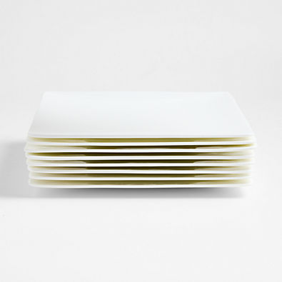 View Bennett White Bone China Square Dinner Plates, Set of 8 details