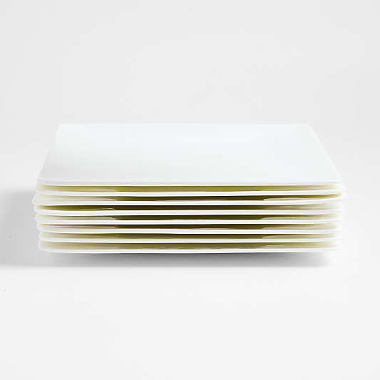 Bennett White Bone China Square Dinner Plates, Set of 8