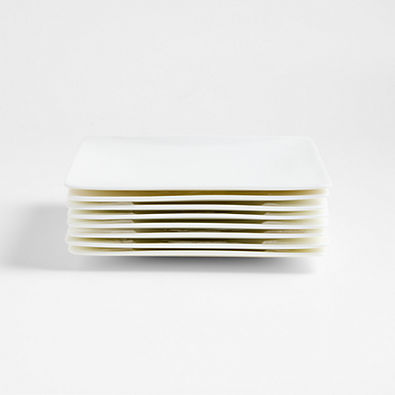 View Bennett White Bone China Square Salad Plates, Set of 8 details