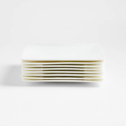 Bennett White Bone China Square Salad Plates, Set of 8