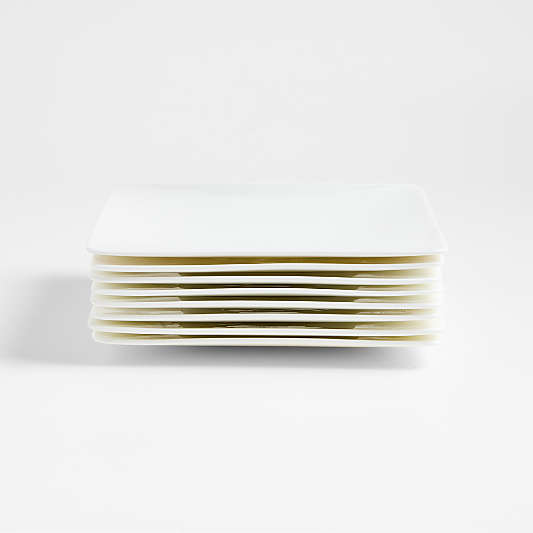 Bennett White Bone China Square Salad Plates, Set of 8