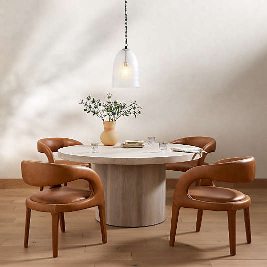 Bensen 60" Whitewash Wood Round Pedestal Dining Table