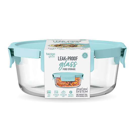 Bentgo Soft Aqua 32.8-oz Leak-Proof Round Glass Food Storage Container with Plastic Lid