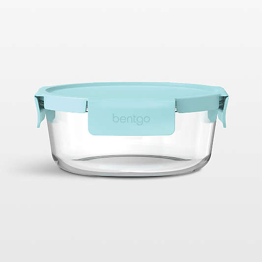 Bentgo Soft Aqua 32.8-oz Leak-Proof Round Glass Food Storage Container with Plastic Lid