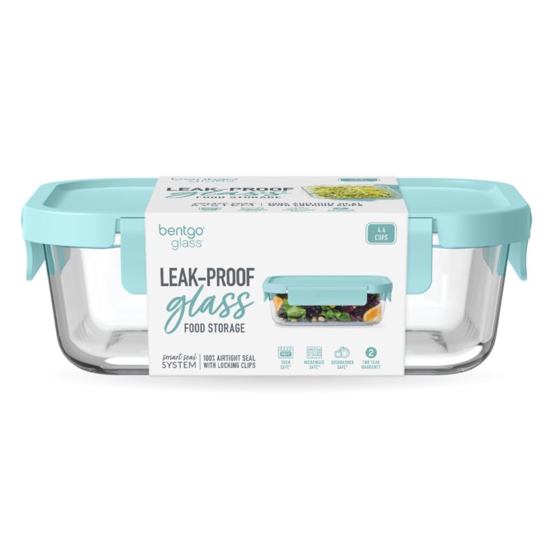 Bentgo Soft Aqua 35.2-oz Leak-Proof Square Glass Food Storage Container with Plastic Lid - image 1 of 2