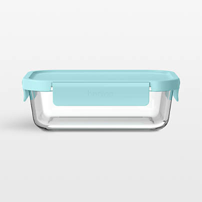 Bentgo Soft Aqua 35.2-oz Leak-Proof Square Glass Food Storage Container with Plastic Lid