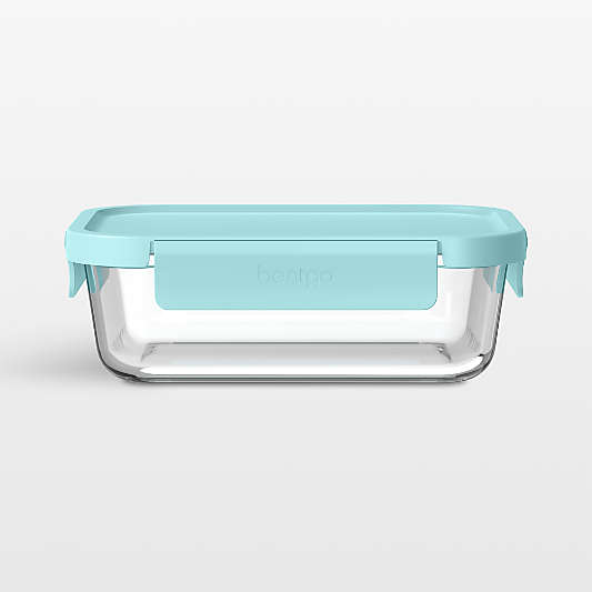 Bentgo Soft Aqua 35.2-oz Leak-Proof Square Glass Food Storage Container with Plastic Lid