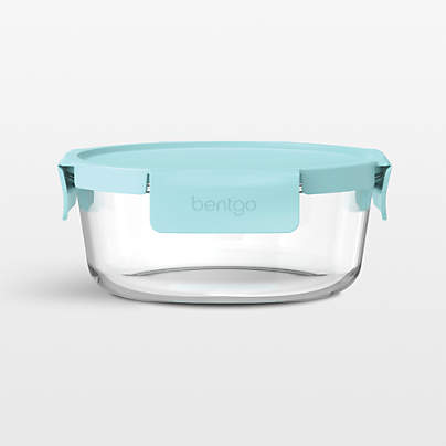 Bentgo Soft Aqua 44-oz Leak-Proof Round Glass Food Storage Container with Plastic Lid