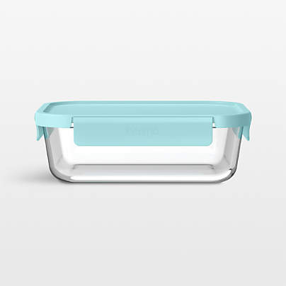 Bentgo Soft Aqua 50.7-oz Leak-Proof Square Glass Food Storage Container with Plastic Lid
