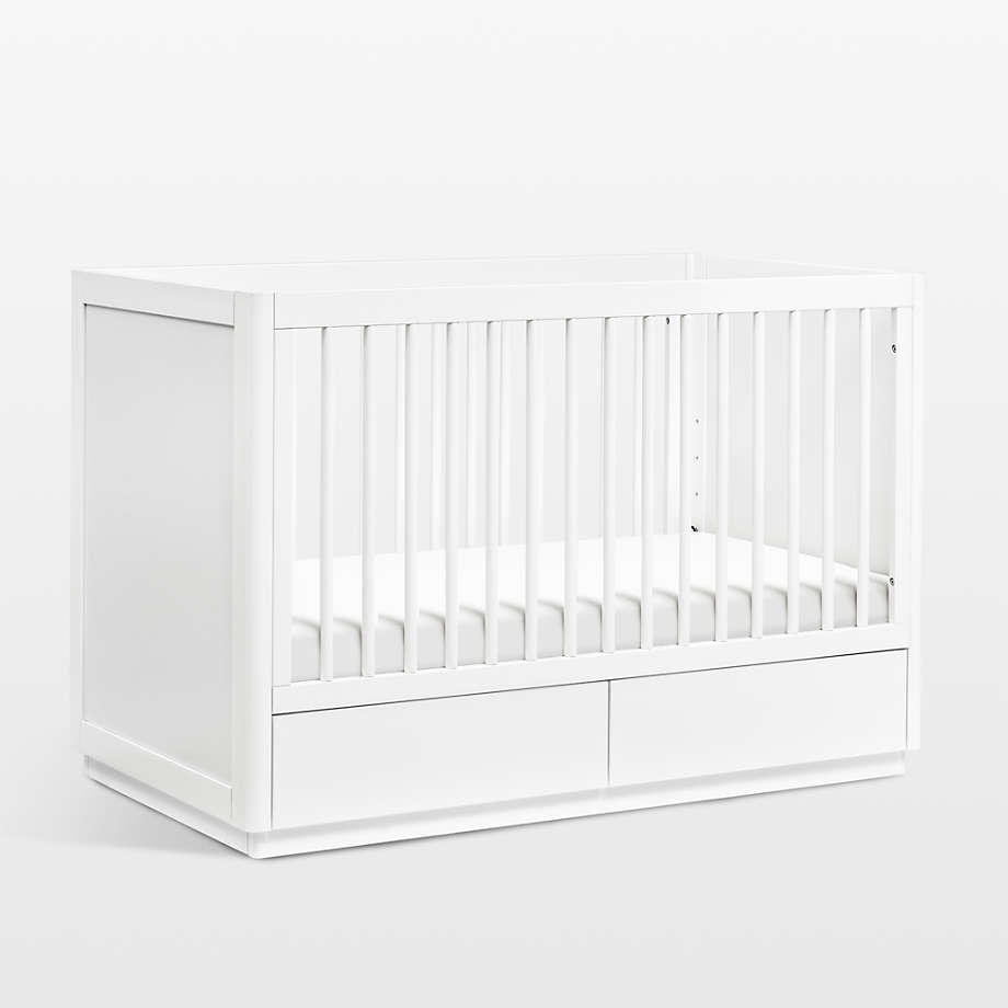 Babyletto Bento White Wood 3in1 Convertible Storage Baby Crib with