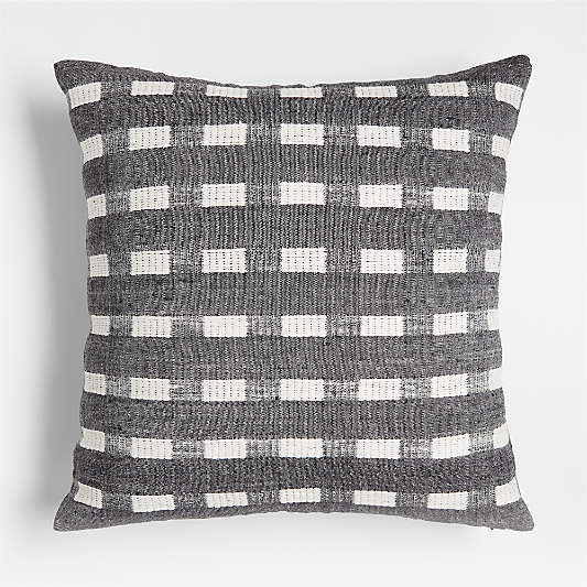 Bolé Road Berchi Ethiopian Cotton 20"x20" Onyx Black Throw Pillow with Microfiber Insert