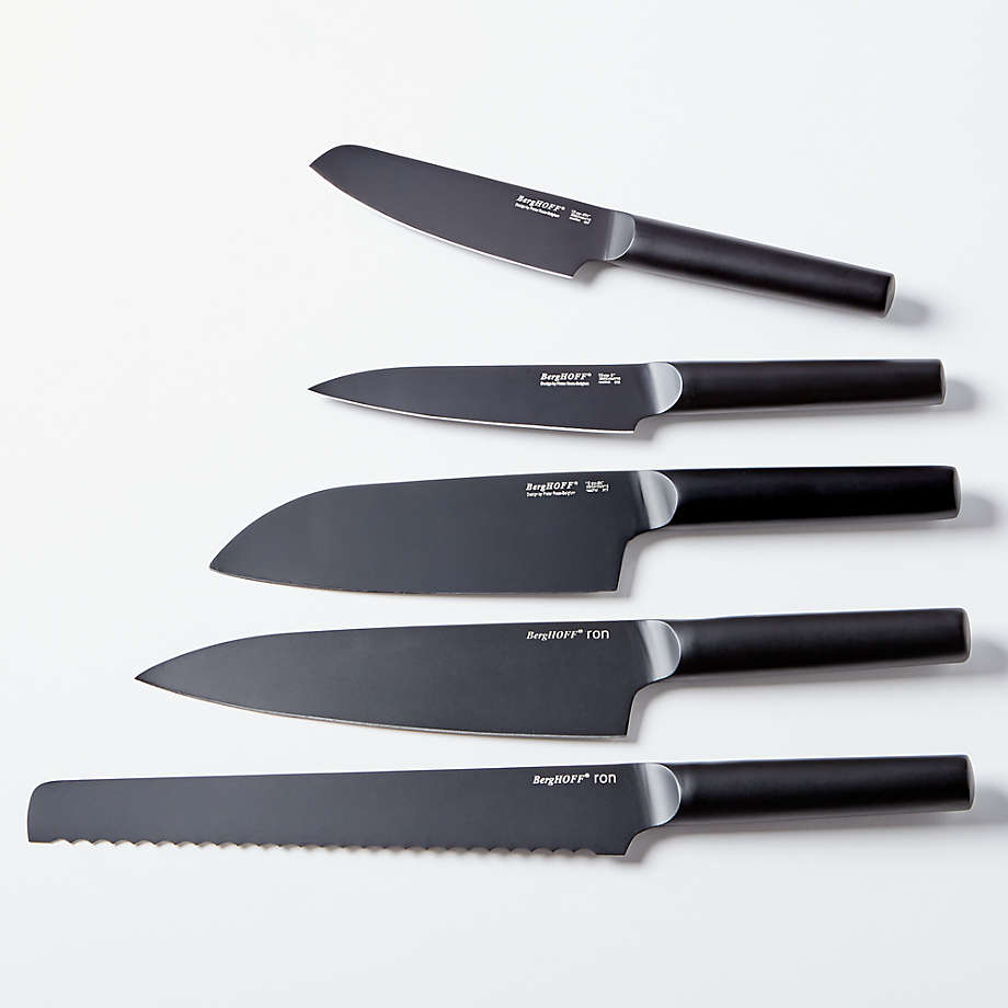 BergHOFF Leo 6-Piece Gray Stainless Steel Knife Set with Block