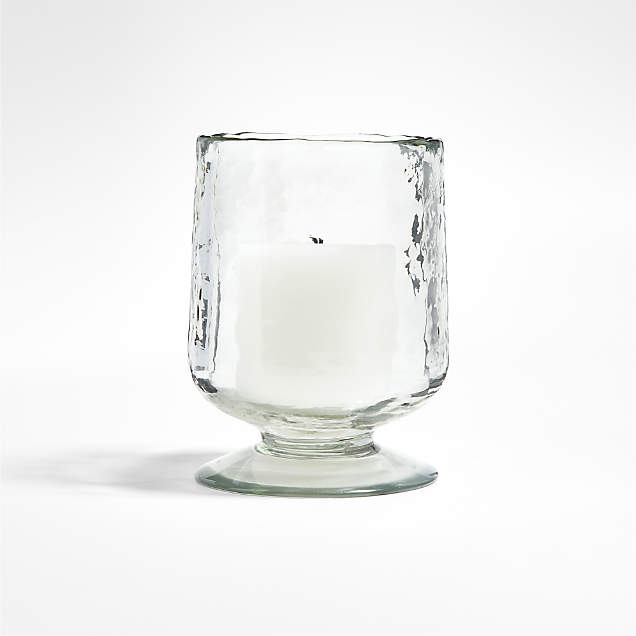 Venus Fluted Glass Hurricane Candle Holder 12.5" + Reviews Crate & Barrel
