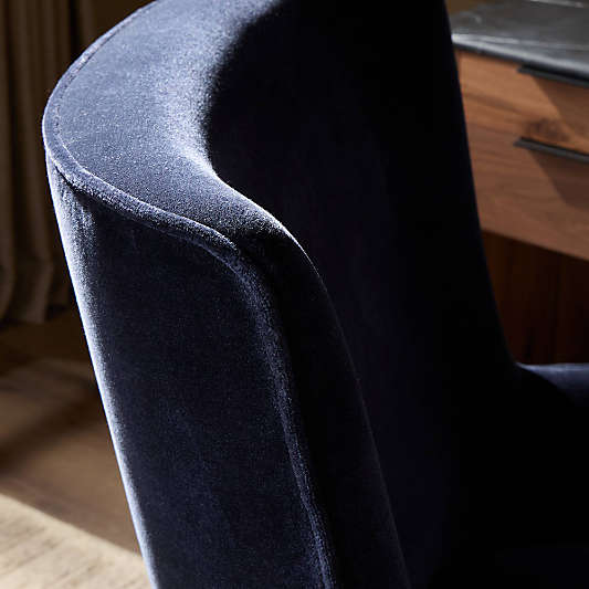 Bernardo Navy Upholstered Brushed Brass Base Office Chair