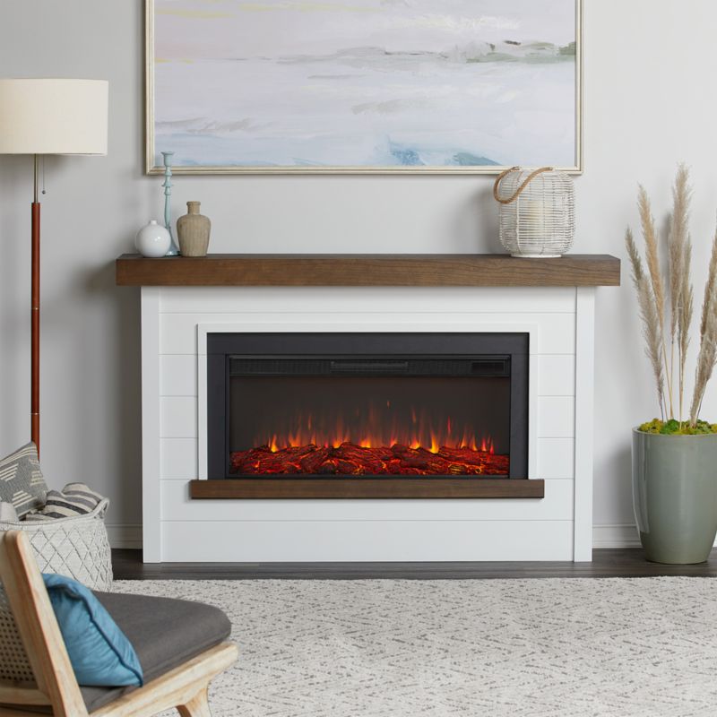 Brynwood White and Brown Wood Electric Fireplace - image 1 of 7