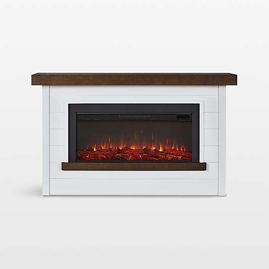 Brynwood White and Brown Wood Electric Fireplace