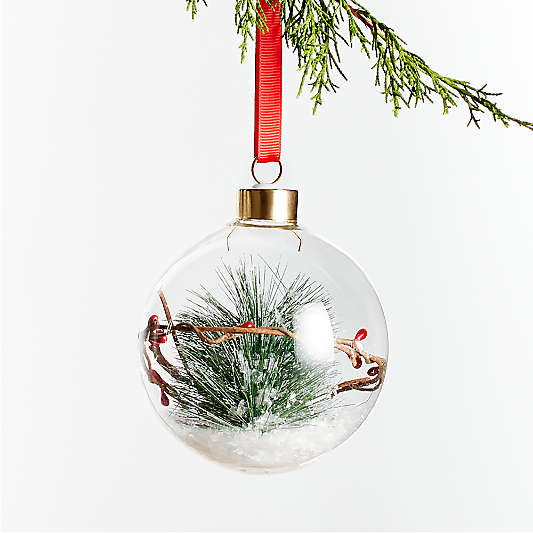 Berry Pine in Glass Ball Christmas Tree Ornament, Set of 4