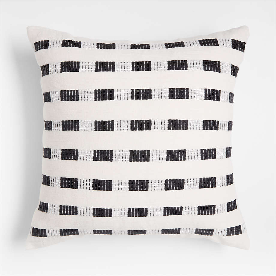 Black Striped Hand Woven 18x18 Cotton Decorative Throw Pillow