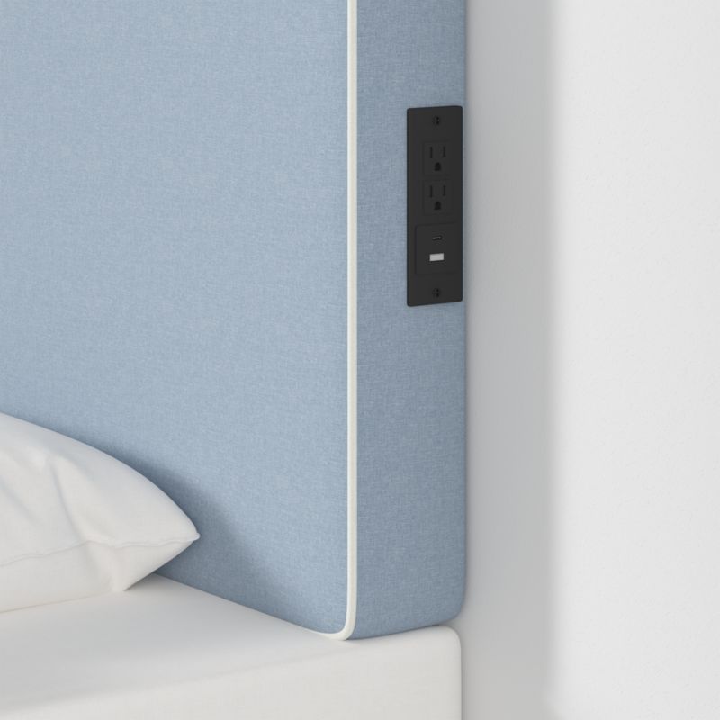 Bevel Blue with White Piping Twin Charging Wall-Mounted Headboard - image 3 of 5