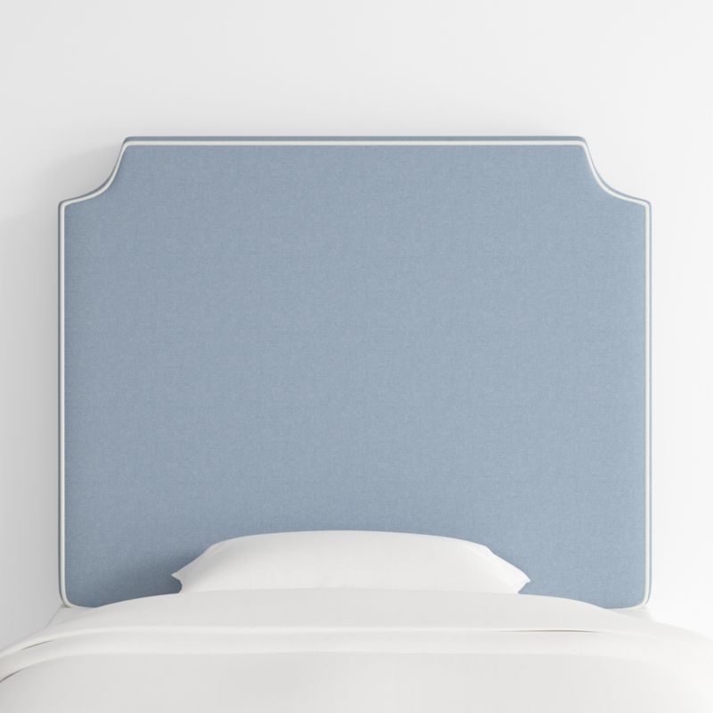 Bevel Blue with White Piping Twin Charging Wall-Mounted Headboard - image 0 of 5