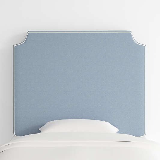 Bevel Blue with White Piping Twin Charging Wall-Mounted Headboard