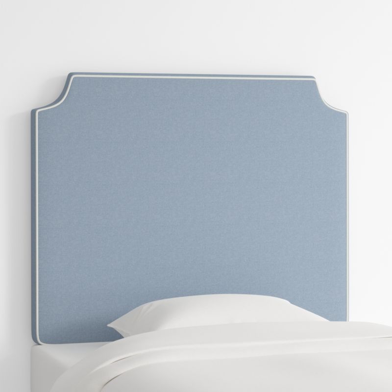 Bevel Blue with White Piping Twin Wall-Mounted Headboard - image 1 of 5