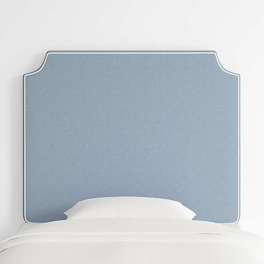 Bevel Blue with White Piping Twin Wall-Mounted Headboard