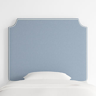Bevel White with Blue Piping Twin Wall-Mounted Headboard