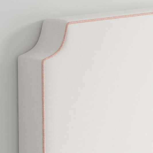 Bevel White with Pink Piping Twin Wall-Mounted Headboard