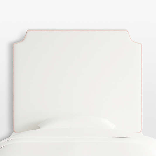 Bevel White with Pink Piping Twin Charging Wall-Mounted Headboard