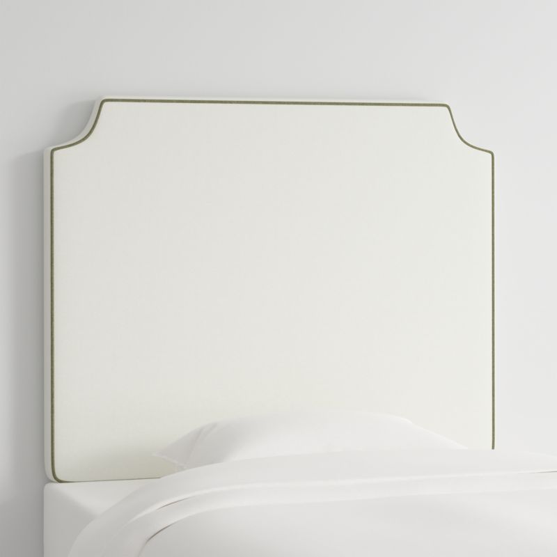 Bevel White with Green Piping Twin Wall-Mounted Headboard - image 2 of 6