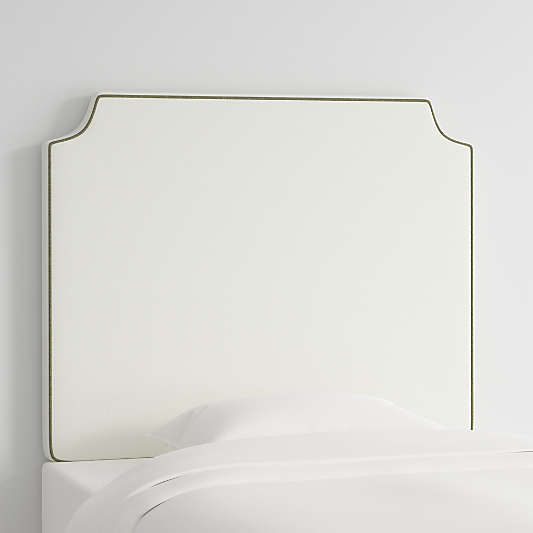 Bevel White with Green Piping Twin Wall-Mounted Headboard