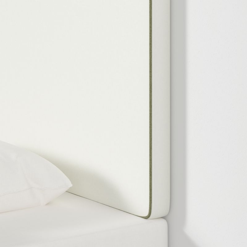 Bevel White with Green Piping Twin Wall-Mounted Headboard - image 3 of 6