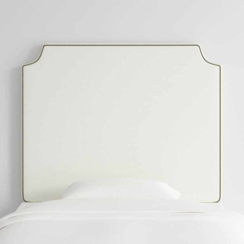 Bevel White with Green Piping Twin Wall-Mounted Headboard - image 0 of 6