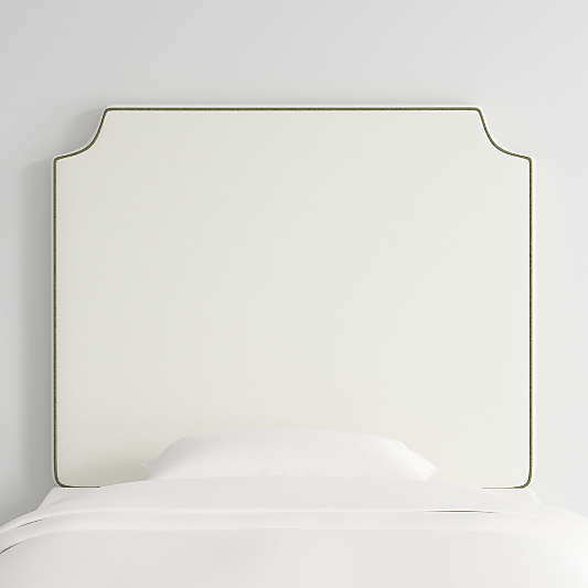 Bevel White with Green Piping Twin Wall-Mounted Headboard