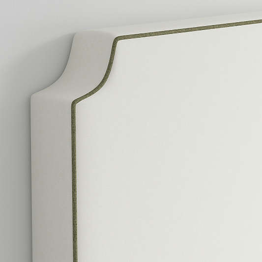 Bevel White with Green Piping Twin Wall-Mounted Headboard