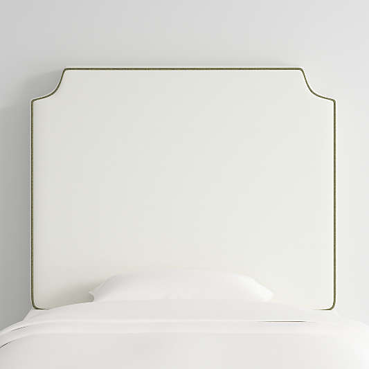 Bevel White with Green Piping Twin Charging Wall-Mounted Headboard