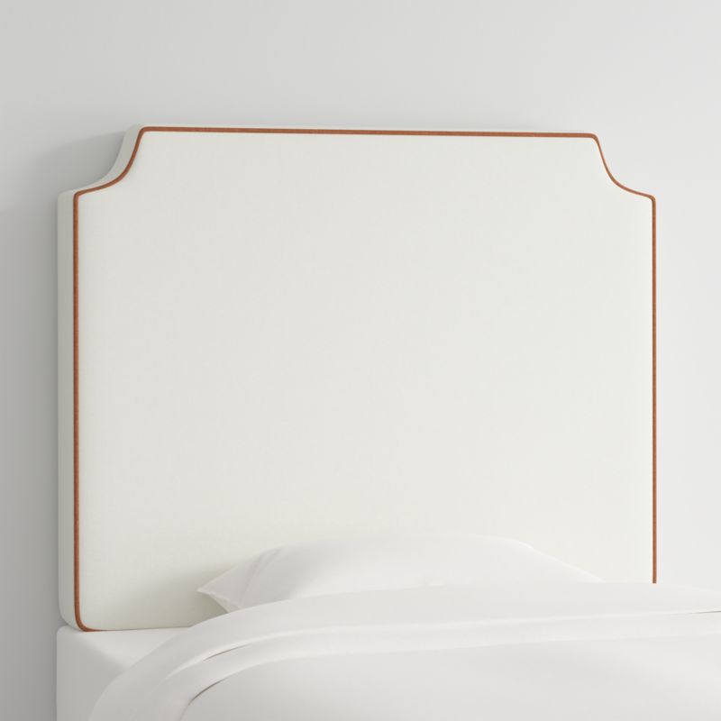 Bevel White with Terracotta Piping Twin Charging Wall-Mounted Headboard