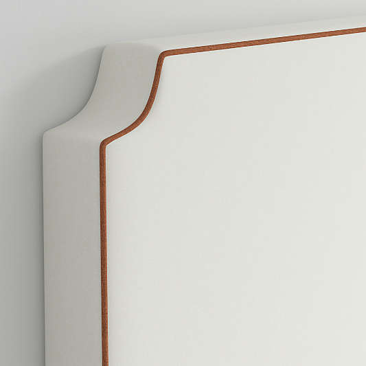Bevel White with Terracotta Piping Twin Wall-Mounted Headboard